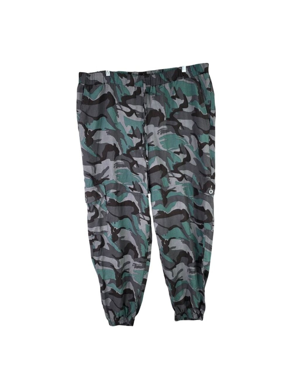 Womens Like An Angel Green & Gray Camouflage Cargo Joggers Relaxed Size 3X